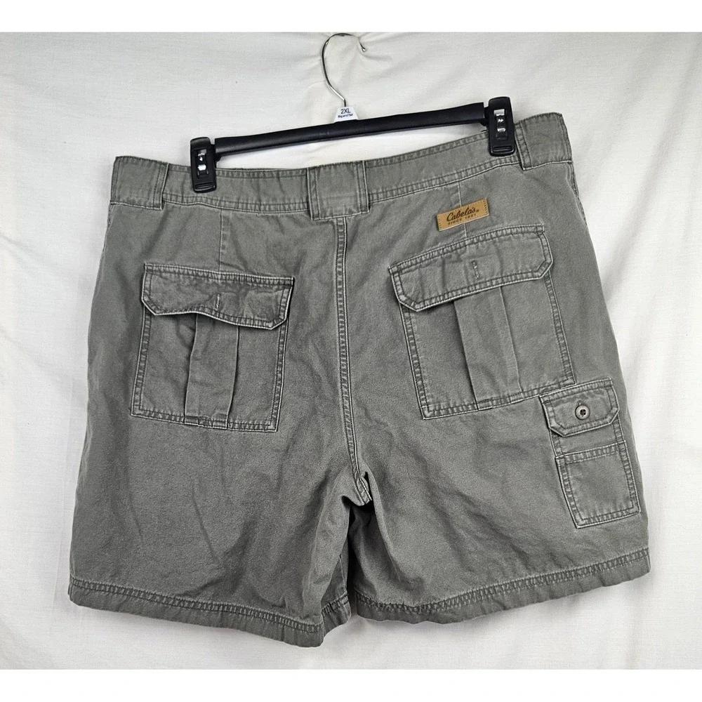Cabelas‎ Mens Cargo Shorts 40 Green Cotton Canvas Utility Multi Pocket
